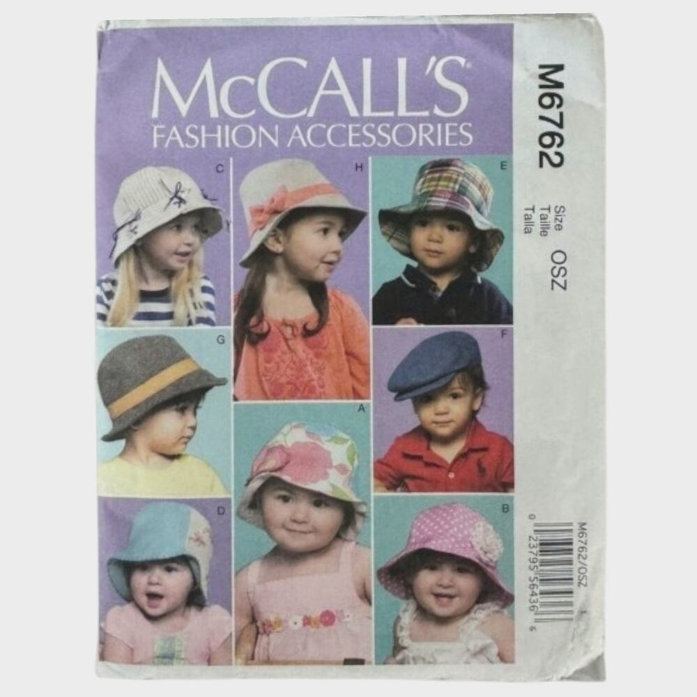 McCall's M6762 Fashion Accessories Infant Toddler Hats Pattern UNCUT